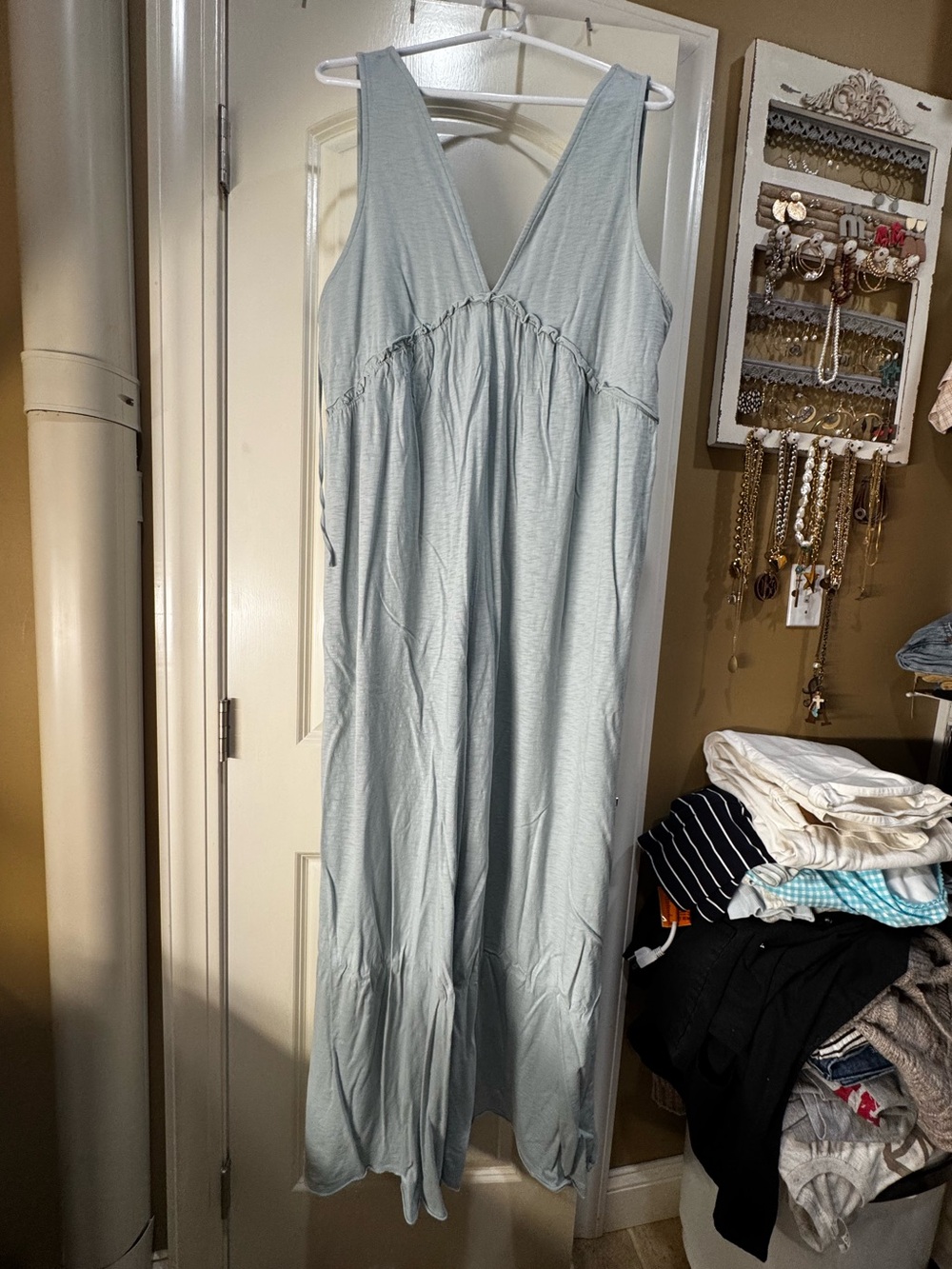 American Eagle Outfitters Light Blue Sleeveless V-Neck Jumpsuit